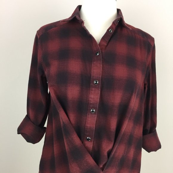 Allsaints Kayla Shirt Crossover Plaid Flannel 4 - Picture 2 of 9